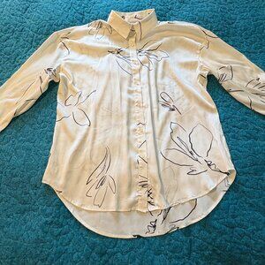 Worthington White Button Up Long Sleeve Shirt Women's Size L